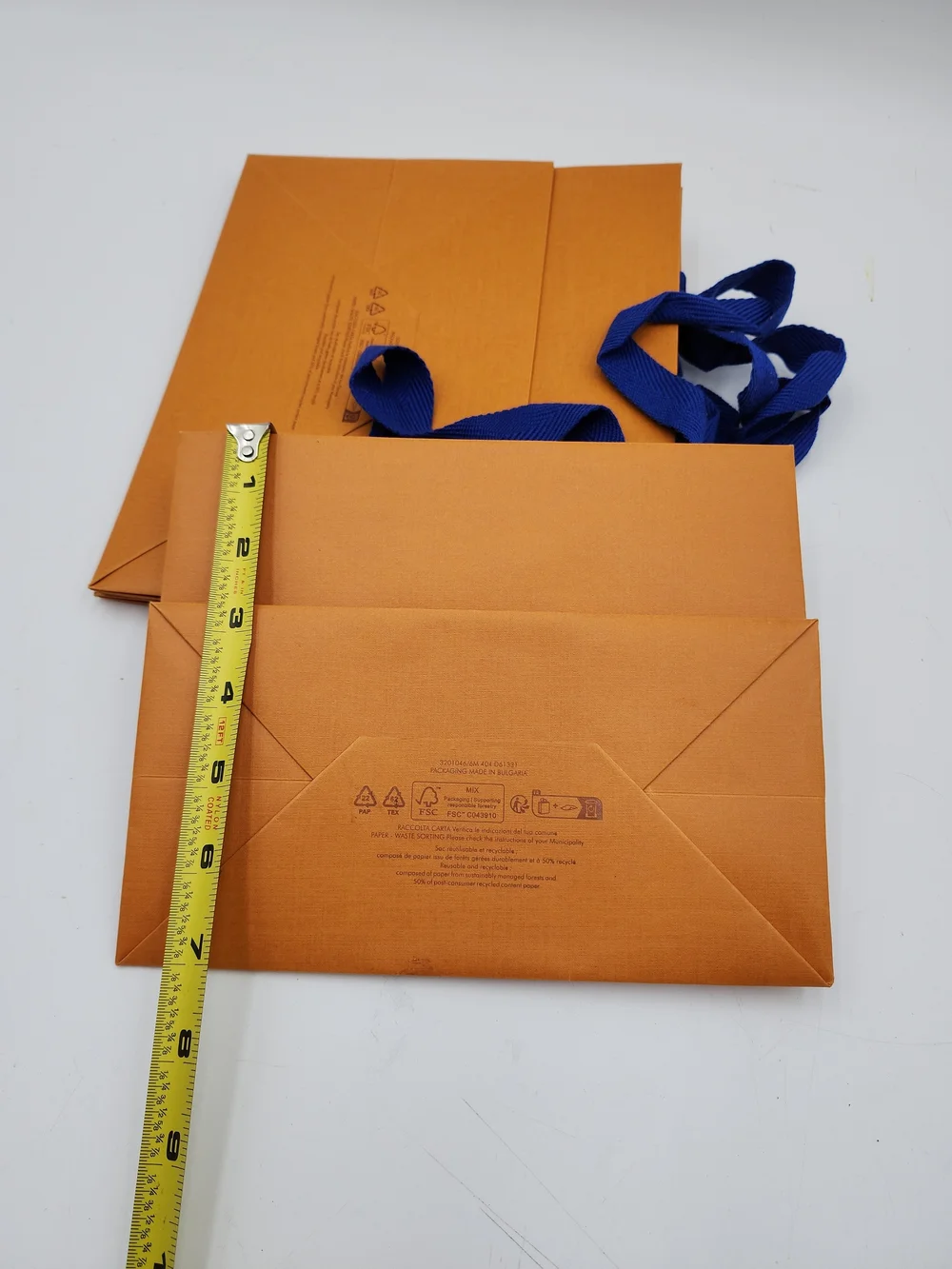 Lot of 5 authentic orange brown Louis Vuitton paper shopping gift medium